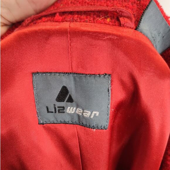 Liz Wear Vintage Red Wool Blend Confetti Blazer, 14 - Picture 9 of 10